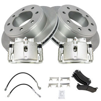 TRQ® - Rear Disc Brake Kit with Semi-Metallic Pads, Calipers and Hoses