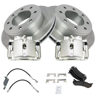 TRQ® - Rear Disc Brake Kit with Semi-Metallic Pads, Calipers and Hoses