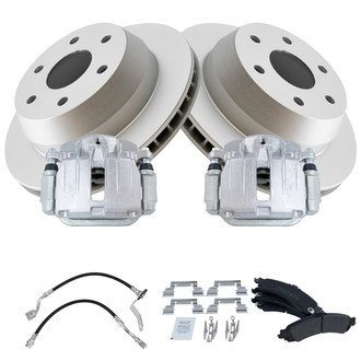 TRQ® - Disc Brake Kit with Semi-Metallic Pads, Calipers and Hoses