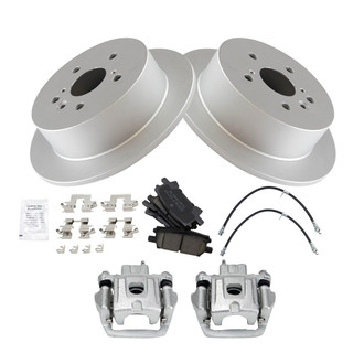 TRQ® - Rear Disc Brake Kit with Ceramic Pads, Calipers and Hoses