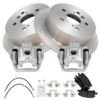 TRQ® - Rear Disc Brake Kit with Semi-Metallic Pads, Calipers and Hoses