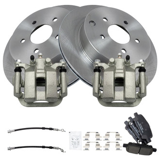 TRQ® - Rear Disc Brake Kit with Ceramic Pads, Calipers and Hoses