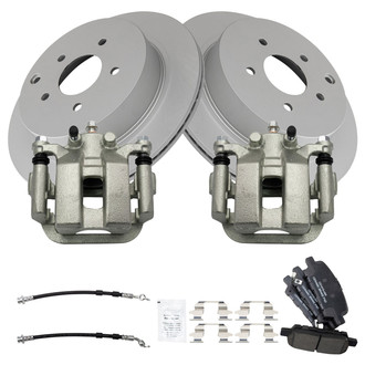 TRQ® - Rear Disc Brake Kit with Ceramic Pads, Calipers and Hoses