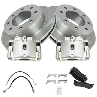 TRQ® - Rear Disc Brake Kit with Semi-Metallic Pads, Calipers and Hoses