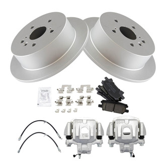 TRQ® - Rear Disc Brake Kit with Ceramic Pads, Calipers and Hoses