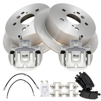 TRQ® - Rear Disc Brake Kit with Semi-Metallic Pads, Calipers and Hoses