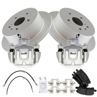 TRQ® - Rear Disc Brake Kit with Semi-Metallic Pads, Calipers and Hoses