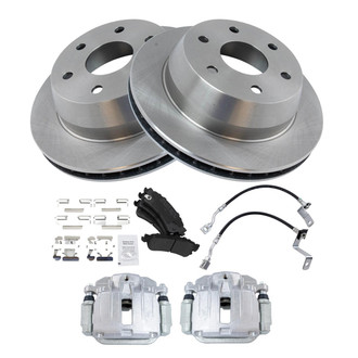 TRQ® - Rear Disc Brake Kit with Semi-Metallic Pads, Calipers and Hoses