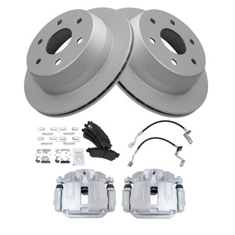 TRQ® - Rear Disc Brake Kit with Semi-Metallic Pads, Calipers and Hoses