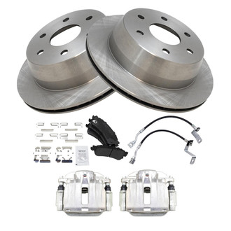 TRQ® - Rear Disc Brake Kit with Semi-Metallic Pads, Calipers and Hoses