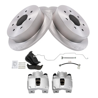 TRQ® - Rear Disc Brake Kit with Semi-Metallic Pads, Calipers and Hoses