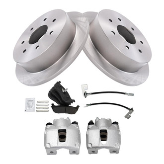 TRQ® - Rear Disc Brake Kit with Semi-Metallic Pads, Calipers and Hoses
