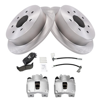 TRQ® - Rear Disc Brake Kit with Ceramic Pads, Calipers and Hoses