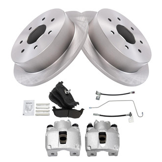 TRQ® - Rear Disc Brake Kit with Semi-Metallic Pads, Calipers and Hoses