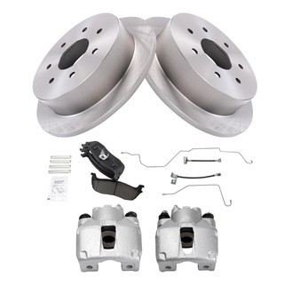 TRQ® - Rear Disc Brake Kit with Ceramic Pads, Calipers and Hoses