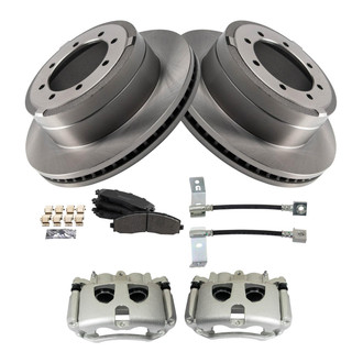 TRQ® - Rear Disc Brake Kit with Semi-Metallic Pads, Calipers and Hoses