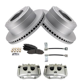 TRQ® - Rear Disc Brake Kit with Semi-Metallic Pads, Calipers and Hoses