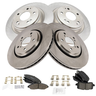 TRQ® - Front and Rear Disc Brake Kit with Ceramic Pads