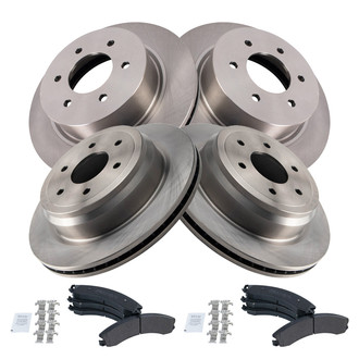 TRQ® - Front and Rear Disc Brake Kit with Semi-Metallic Pads