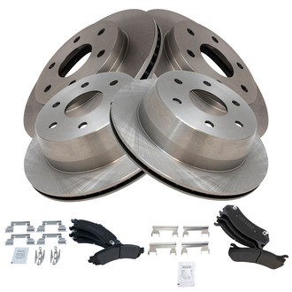 TRQ® - Front and Rear Disc Brake Kit with Semi-Metallic Pads