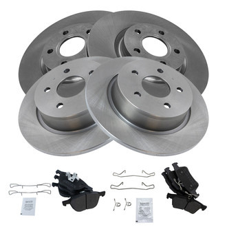 TRQ® - Front and Rear Disc Brake Kit with Semi-Metallic Pads