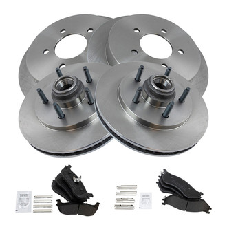 TRQ® - Front and Rear Disc Brake Kit with Semi-Metallic Pads