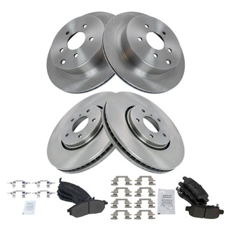TRQ® - Front and Rear Disc Brake Kit with Semi-Metallic Pads