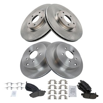 TRQ® - Front and Rear Disc Brake Kit with Semi-Metallic Pads