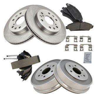 TRQ® - Front and Rear Disc and Drum Brake Kit with Ceramic Pads