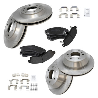 TRQ® - Front and Rear Disc Brake Kit with Semi-Metallic Pads