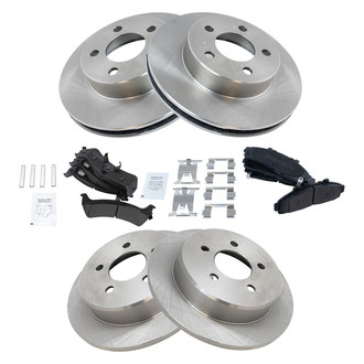 TRQ® - Front and Rear Disc Brake Kit with Semi-Metallic Pads