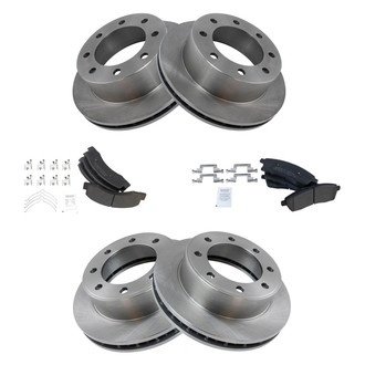 TRQ® - Front and Rear Disc Brake Kit with Semi-Metallic Pads