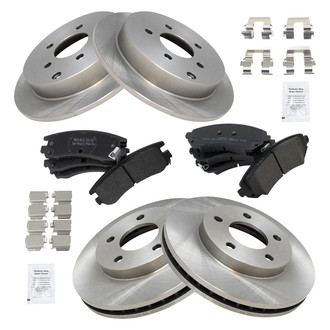 TRQ® - Front and Rear Disc Brake Kit with Semi-Metallic Pads