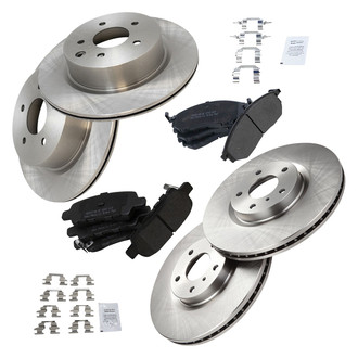 TRQ® - Front and Rear Disc Brake Kit with Semi-Metallic Pads