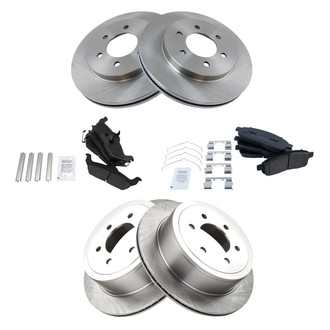 TRQ® - Front and Rear Disc Brake Kit with Semi-Metallic Pads