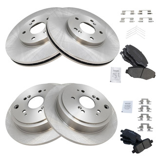 TRQ® - Front and Rear Disc Brake Kit with Semi-Metallic Pads