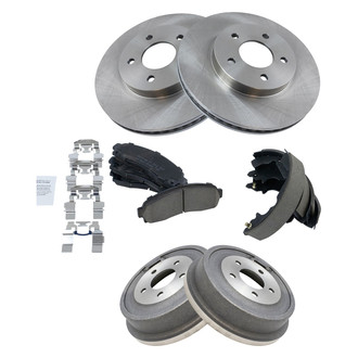 TRQ® - Front and Rear Disc and Drum Brake Kit with Ceramic Pads
