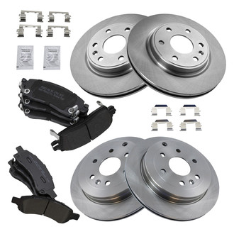 TRQ® - Front and Rear Disc Brake Kit with Semi-Metallic Pads