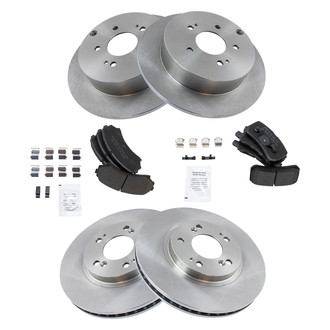 TRQ® - Front and Rear Disc Brake Kit with Semi-Metallic Pads
