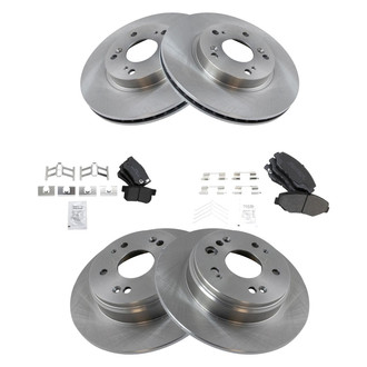 TRQ® - Front and Rear Disc Brake Kit with Semi-Metallic Pads