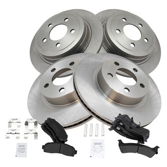 TRQ® - Front and Rear Disc Brake Kit with Semi-Metallic Pads