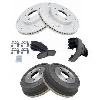 TRQ® - Performance Ceramic Front and Rear Brake Kit with Drum and Shoes