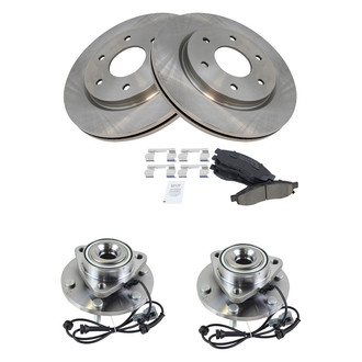 TRQ® - Front Disc Brake Kit with Ceramic Pads and Hub Assemblies