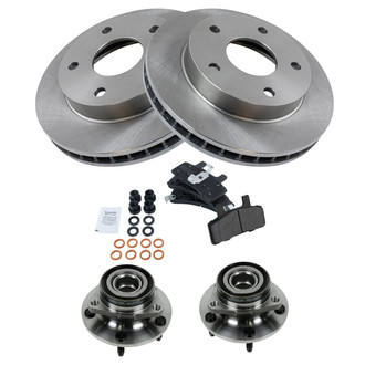 TRQ® - Front Disc Brake Kit with Semi-Metallic Pads and Hub Assemblies