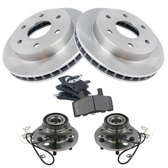 TRQ® - Front Disc Brake Kit with Semi-Metallic Pads and Hub Assemblies