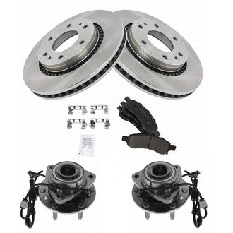TRQ® - Front Disc Brake Kit with Ceramic Pads and Hub Assemblies