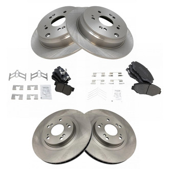 TRQ® - Front and Rear Disc Brake Kit with Semi-Metallic Pads