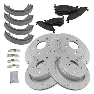 TRQ® - Performance Semi-Metallic Brake Kit with Parking Brake Shoes