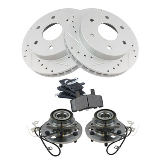 TRQ® - Performance Semi-Metallic Front Brake Kit with Hub Assemblies