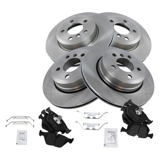 TRQ® - Front and Rear Disc Brake Kit with Semi-Metallic Pads